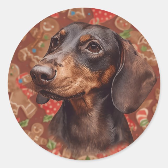Dachshund christmas classic round sticker (Front)