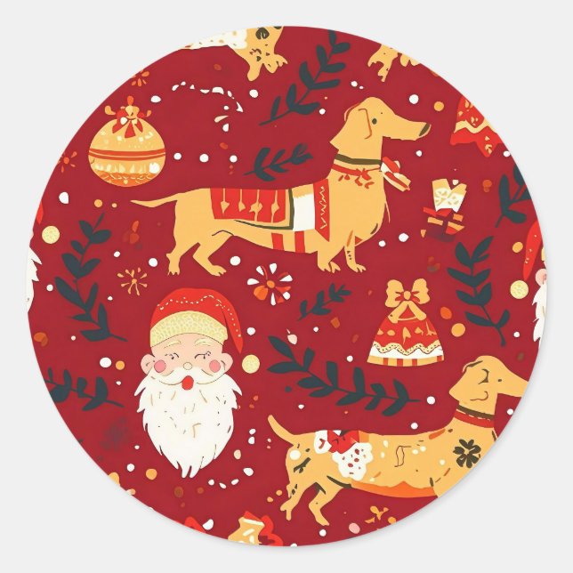 Dachshund christmas classic round sticker (Front)
