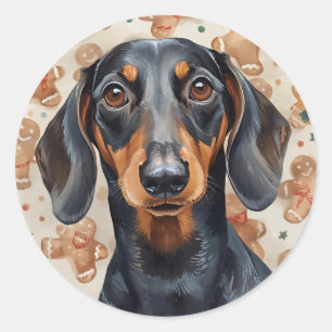 Dachshund christmas classic round sticker