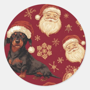 Dachshund christmas classic round sticker