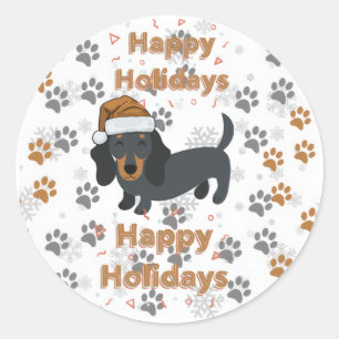 Dachshund christmas classic round sticker