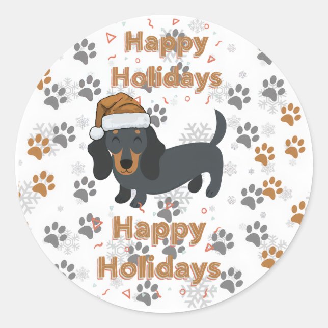 Dachshund christmas classic round sticker (Front)
