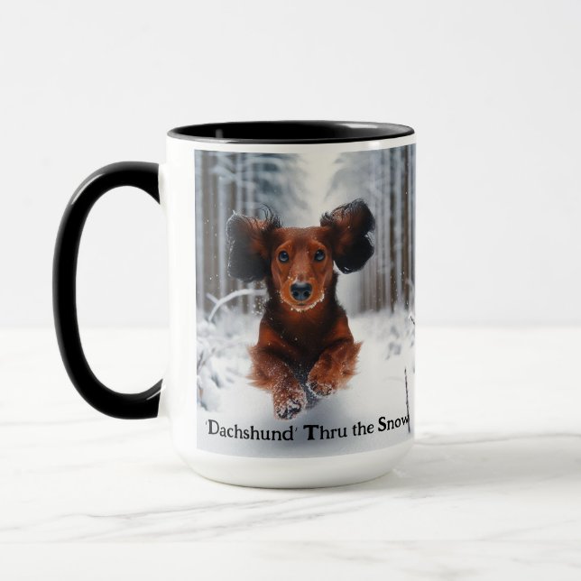 Dachshund Christmas Coffee Mug Cup (Left)