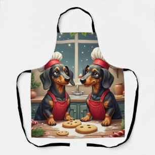 Dachshund Christmas Cookie Bakers Holiday Painting Apron
