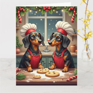 Dachshund Christmas Cookie Bakers Holiday Painting Card