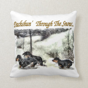 Dachshund Christmas Cushion