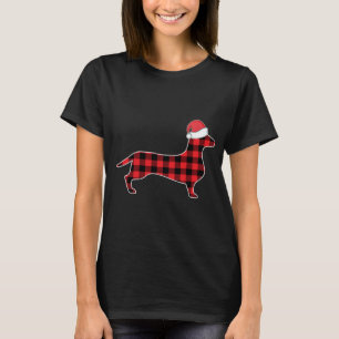 Dachshund Christmas Decorations Red Plaid Buffalo T-Shirt