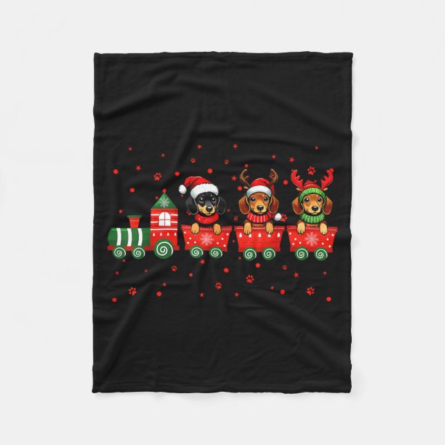 Dachshund Christmas Dog Lights Santa Xmas Pet Dog  Fleece Blanket (Front)