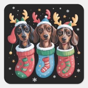 Dachshund Christmas Dog Lover Gift Holiday Square Sticker