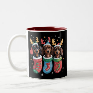 Dachshund Christmas Dog Lover Gift Holiday Two-Tone Coffee Mug