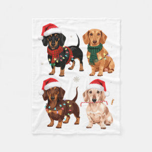 Dachshund Christmas Dog Mom Lover Xmas Gift Fleece Blanket