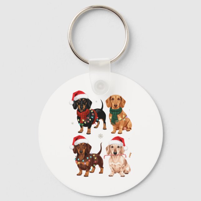 Dachshund Christmas Dog Mom Lover Xmas Gift  Key Ring (Front)