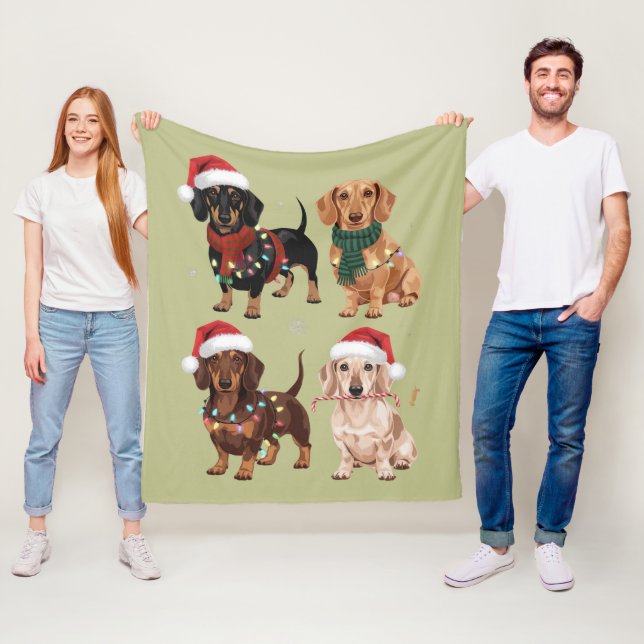 Dachshund Christmas Dog Mum Lover Xmas Gift Fleece Blanket (In Situ)