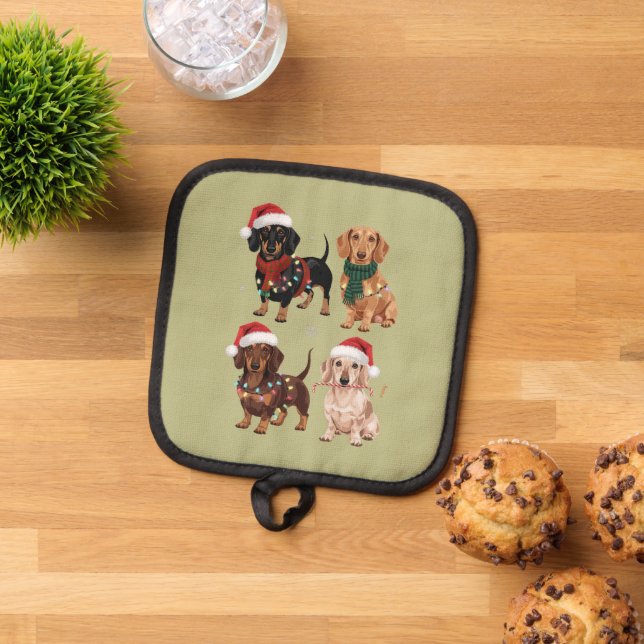 Dachshund Christmas Dog Mum Lover Xmas Gift Pot Holder (Top Down)