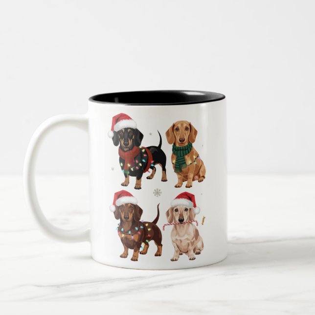 Dachshund Christmas Dog Mum Lover Xmas Gift Two-Tone Coffee Mug (Left)