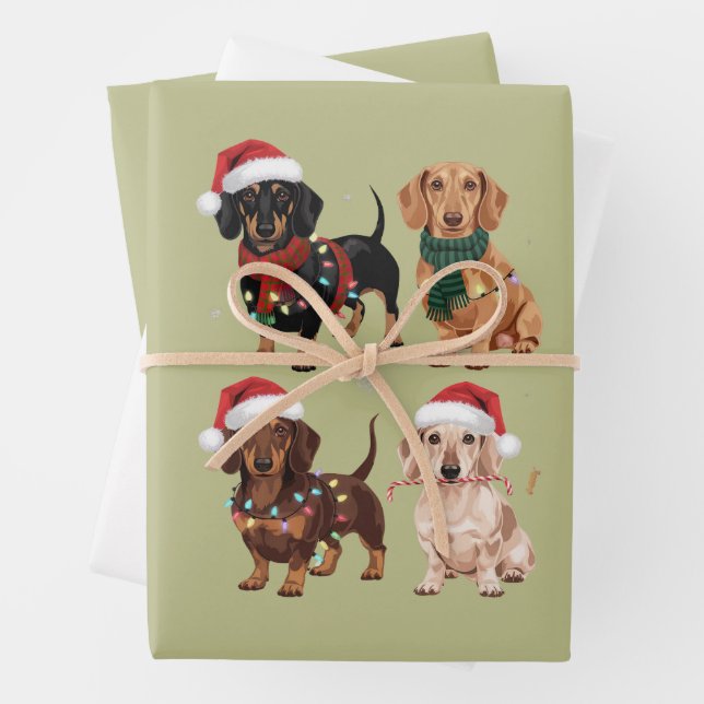 Dachshund Christmas Dog Mum Lover Xmas Gift Wrapping Paper Sheet (In situ)