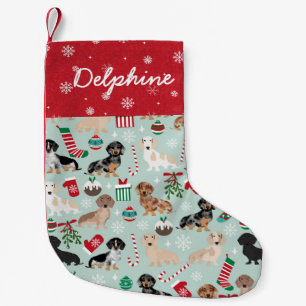 Dachshund christmas dog pet name small christmas stocking