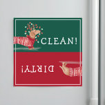 Dachshund Christmas Dog Red Sweater Clean & Dirty Magnet<br><div class="desc">Celebrate the magical and festive holiday season with our cute Christmas dachshund dog clean and dirty dishwasher magnet perfect for the holiday season. Our festive holiday design features our hand drawn dachshund dog wearing a festive red cosy knitted sweater. The dachshund dog is wearing antlers with a string of Christmas...</div>