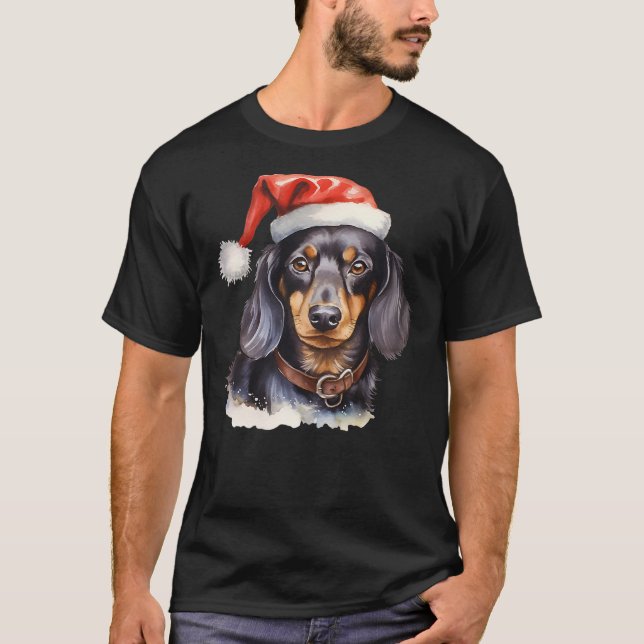 Dachshund Christmas Dog T-Shirt (Front)
