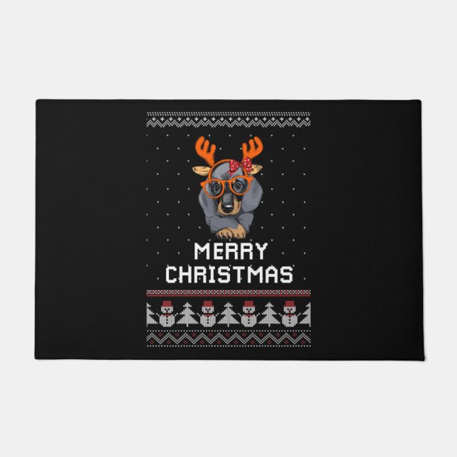 Dachshund Christmas Doormat (Front)