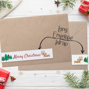 Dachshund Christmas Doxie Envelope Sticker Wraparound Address Label