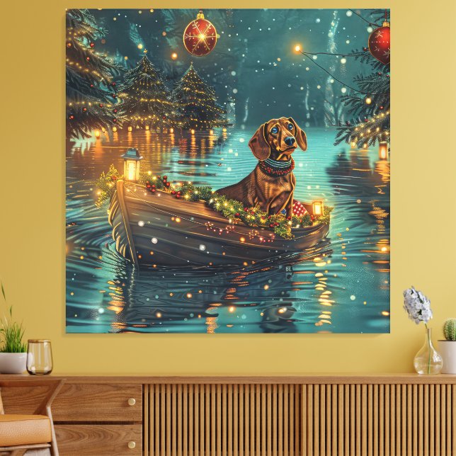 Dachshund Christmas Festive Voyage  Canvas Print (Insitu(LivingRoom))