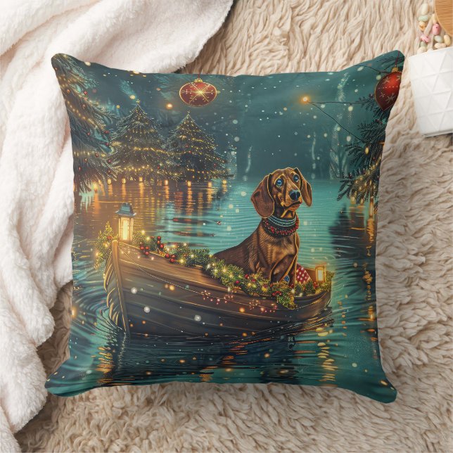 Dachshund Christmas Festive Voyage  Cushion (Blanket)