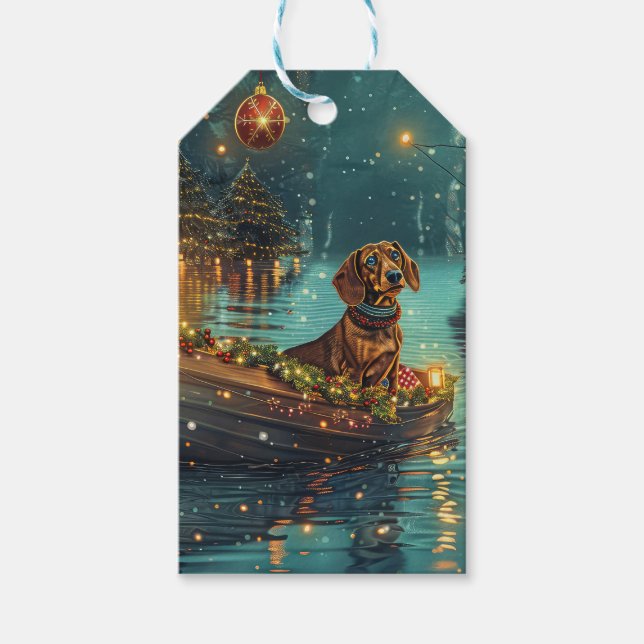 Dachshund Christmas Festive Voyage  Gift Tags (Front)
