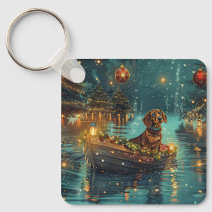 Dachshund Christmas Festive Voyage  Key Ring