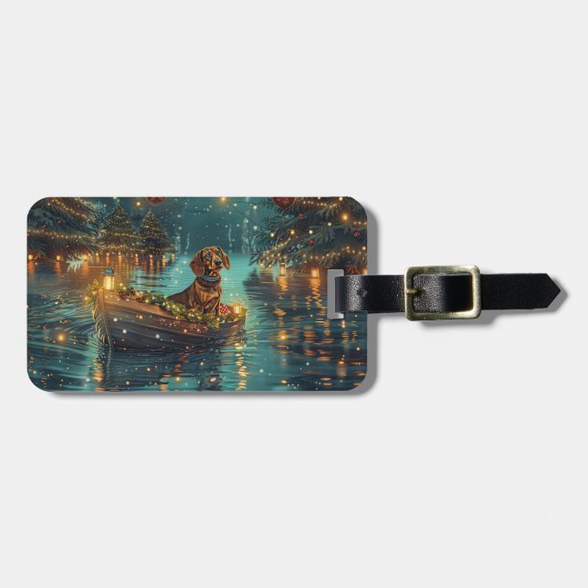 Dachshund Christmas Festive Voyage  Luggage Tag (Front Horizontal)