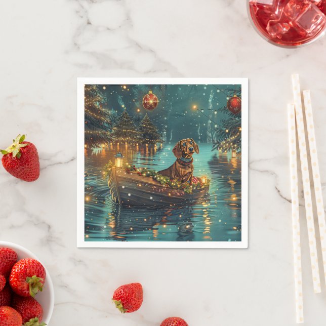 Dachshund Christmas Festive Voyage  Napkin (Insitu)