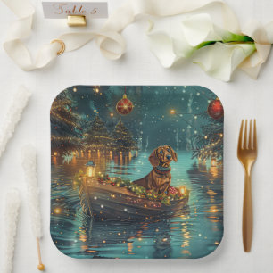 Dachshund Christmas Festive Voyage  Paper Plate