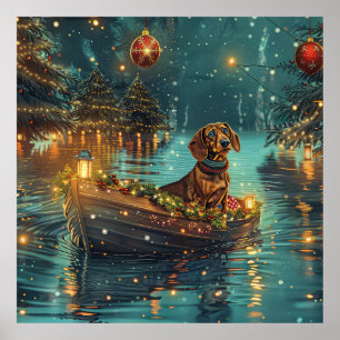 Dachshund Christmas Festive Voyage  Poster