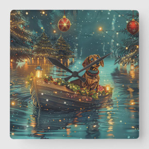 Dachshund Christmas Festive Voyage Square Wall Clock