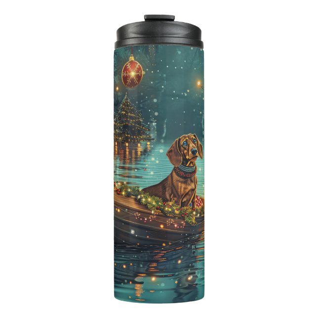 Dachshund Christmas Festive Voyage  Thermal Tumbler (Front)