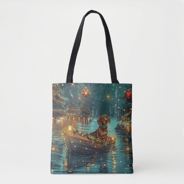 Dachshund Christmas Festive Voyage  Tote Bag (Front)