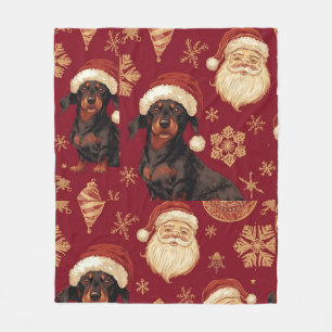 Dachshund christmas fleece blanket