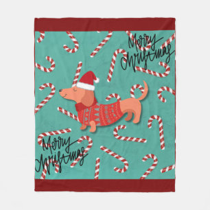 Dachshund christmas fleece blanket