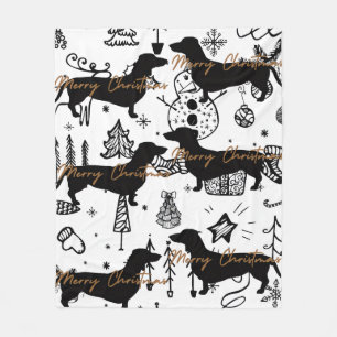Dachshund christmas fleece blanket
