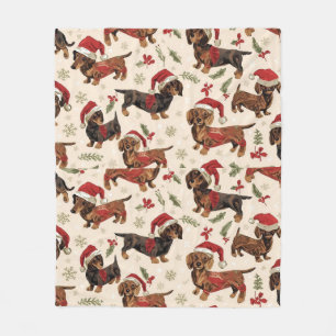 Dachshund christmas fleece blanket
