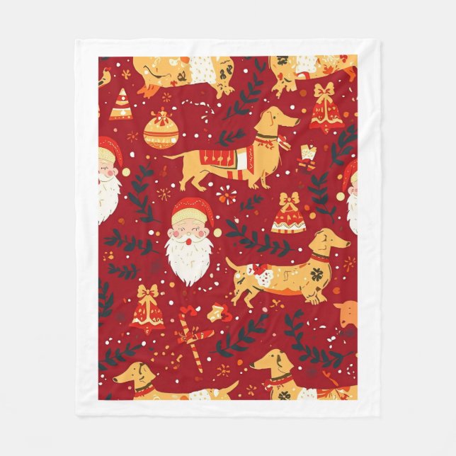 Dachshund christmas fleece blanket (Front)