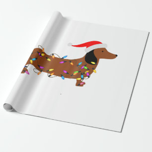 Dachshund Christmas Funny Christmas Tree Lights Wrapping Paper
