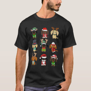 Dachshund Christmas Funny Cute Santa Reindeer Elf T-Shirt