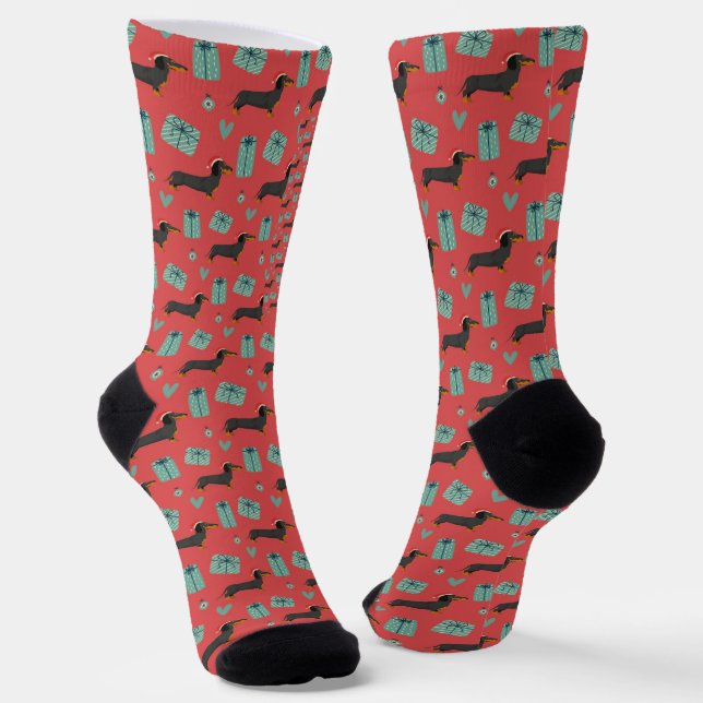 Dachshund Christmas Gift For Dachshund Lovers Dogs Socks (Angled)
