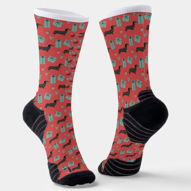 Dachshund Christmas Gift For Dachshund Lovers Dogs Socks (Angled)