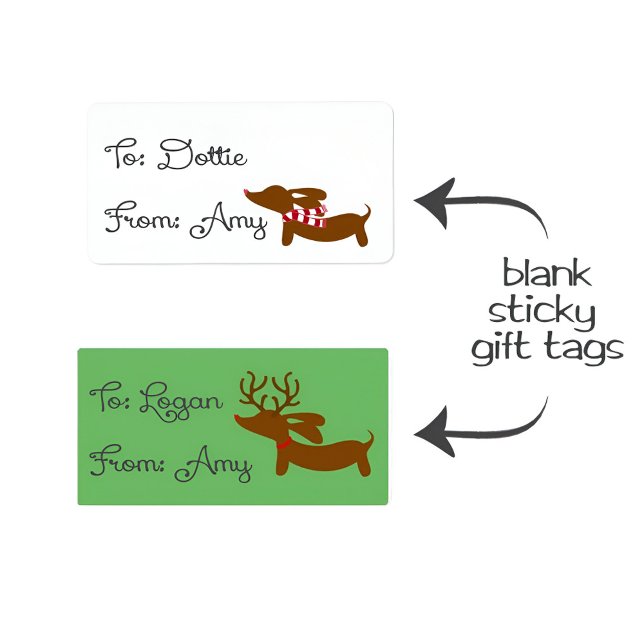 Dachshund Christmas Gift Tags Stickers | Reindeer (Dachshund gift tags and sticky labels)