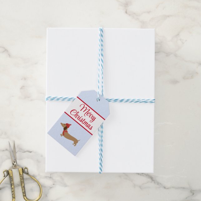 Dachshund Christmas Gift Tags with String (With Twine)
