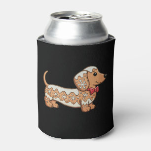 Dachshund Christmas Gingerbread Cookie Weiner Dog Can Cooler