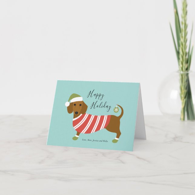 Dachshund Christmas Holiday Card (Front)