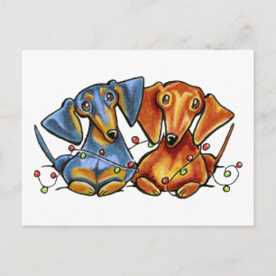 Dachshund Christmas Holiday Postcard